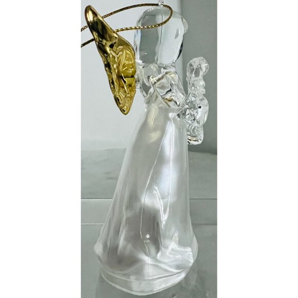 Glass Angel Figurine Christmas Ornament Gold Wings & LED color changing Holiday - Picture 5 of 9
